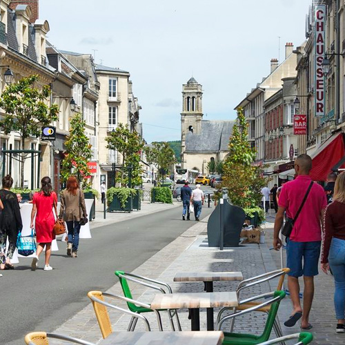 Rues piétonnes centre ville de Soissons