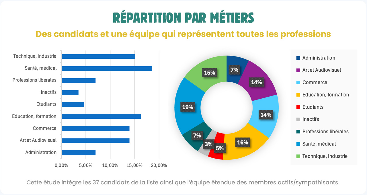 Réparition par métiers et secteurs d'activité des candidats aux municipales de Soissons 2026